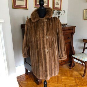 Auth Vtg Mink Coat A-line honey Brown
